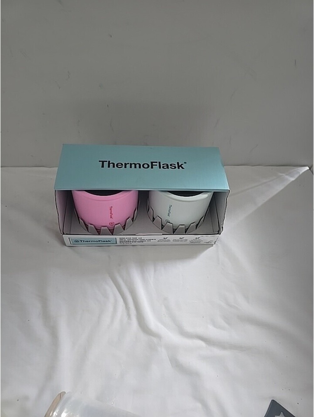 ThermoFlask Insulated Stainless Steel Water Bottles Set - Pink and White
